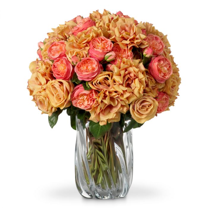 Bouquet of Roses Real Touch 72 pcs/3 Varieties-Peach Tone